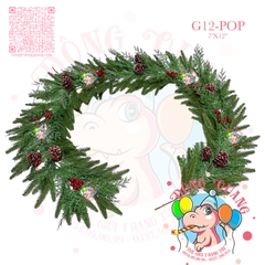 Dây trang trí 2 loại lá PE trái thông, cherry