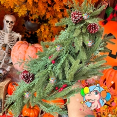 Dây trang trí 2 loại lá PE trái thông, cherry