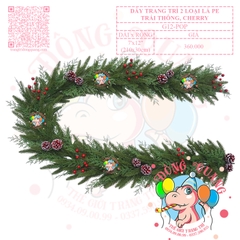 Dây trang trí 2 loại lá PE trái thông, cherry