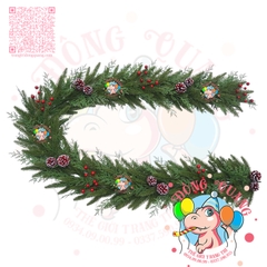 Dây trang trí 2 loại lá PE trái thông, cherry