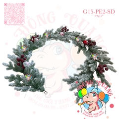 Dây trang trí nhánh thông PE 5 lá phủ tuyết