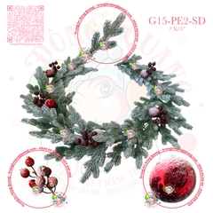 Dây trang trí nhánh thông PE 5 lá phủ tuyết