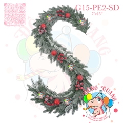 Dây trang trí nhánh thông PE 5 lá phủ tuyết