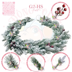 Dây trang trí 3 loại lá thông phủ tuyết