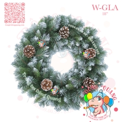 Vòng hoa 3 loại lá phun sơn gắn trái thông