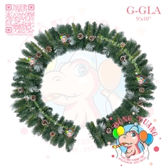 Dây trang trí 3 loại lá phun sơn gắn trái thông