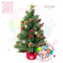 Cây thông mini cước đầu vàng gắn trái thông, cherry