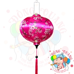 Lồng đèn Hội An vải bóng hoa văn - dáng tròn
