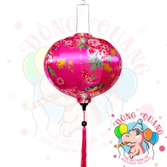 Lồng đèn Hội An vải bóng hoa văn - dáng tròn