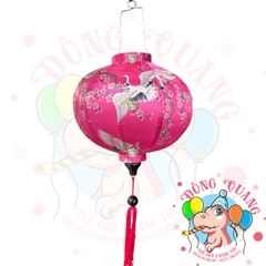 Lồng đèn Hội An vải bóng hoa văn - dáng tròn