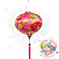 Lồng đèn Hội An vải bóng hoa văn - dáng tròn