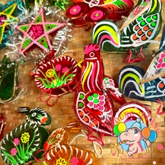 Đèn giấy kiếng khung tre mini