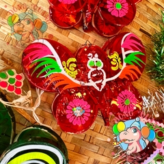 Đèn giấy kiếng khung tre mini