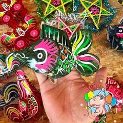 Đèn giấy kiếng khung tre mini