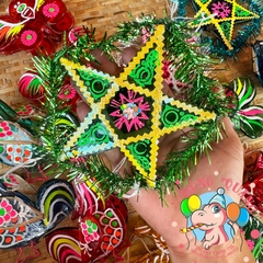 Đèn giấy kiếng khung tre mini