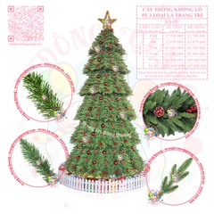 Cây thông khổng lồ PE 3 loại lá trang trí