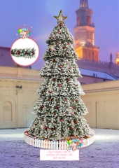 Cây thông khổng lồ PE 3 loại lá phủ tuyết trang trí