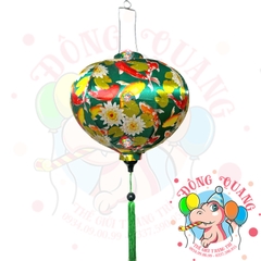 Lồng đèn Hội An vải bóng hoa văn - dáng tròn