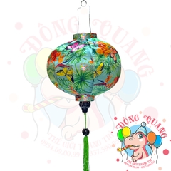 Lồng đèn Hội An vải bóng hoa văn - dáng tròn