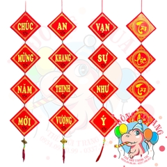 Bộ 4 tấm Liễn - Khánh vuông treo Tết