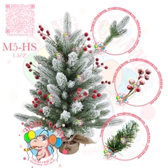 Cây thông mini PE 2 loại lá phủ tuyết cherry