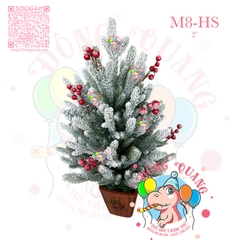 Cây thông mini PE 3 loại lá phủ tuyết cherry (chậu nhựa)