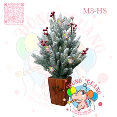 Cây thông mini PE 3 loại lá phủ tuyết cherry (chậu nhựa)