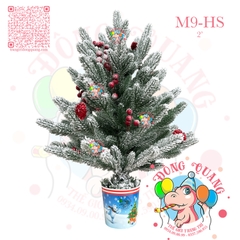 Cây thông mini PE phủ tuyết trái thông, cherry