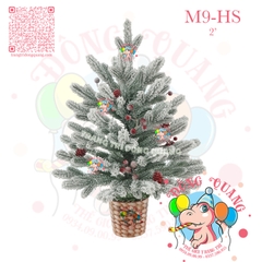 Cây thông mini PE phủ tuyết trái thông, cherry (M9-HS)