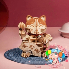 Mèo thần tài gỗ lắp ráp