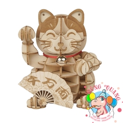Mèo thần tài gỗ lắp ráp