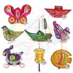 Đèn giấy kiếng khung tre mini