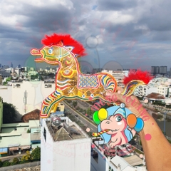 Đèn Trung thu giấy kiếng khung nhựa lớn 25cm