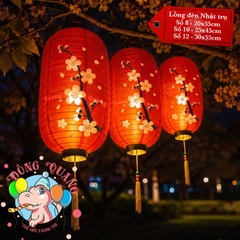 Lồng đèn Nhật Bản vải trụ Hoa Anh Đào (cặp)