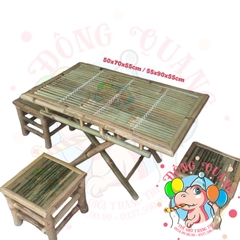 Bàn ghế tre trang trí tiểu cảnh