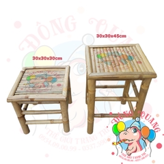 Bàn ghế tre trang trí tiểu cảnh