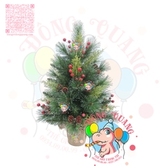 Cây thông mini 3 loại lá cước lăn sơn gắn trái thông, cherry