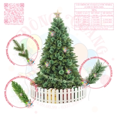 Cây thông PE 3 loại lá, cước nở hoa (cành tự động xoè)