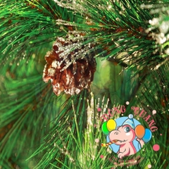 Cây thông cước lăn kim tuyến gắn trái thông (cành treo)