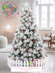 Cây thông cước 2 loại lá phủ tuyết cherry (cành tự động xoè)