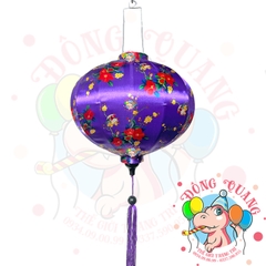 Lồng đèn Hội An vải bóng hoa văn - dáng tròn