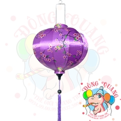 Lồng đèn Hội An vải bóng hoa văn - dáng tròn