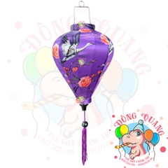 Lồng đèn Hội An vải bóng hoa văn - dáng tỏi