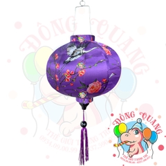 Lồng đèn Hội An vải bóng hoa văn - dáng tròn