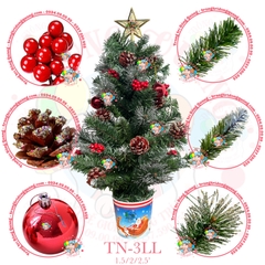 Cây thông mini 3 loại lá có trang trí