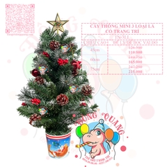 Cây thông mini 3 loại lá có trang trí