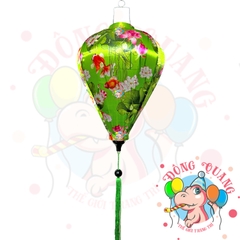 Lồng đèn Hội An vải bóng hoa văn - dáng tỏi