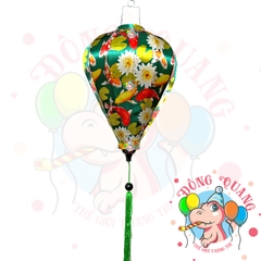 Lồng đèn Hội An vải bóng hoa văn - dáng tỏi