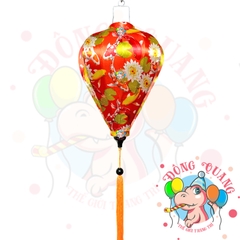 Lồng đèn Hội An vải bóng hoa văn - dáng tỏi