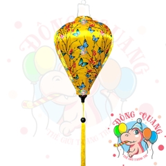 Lồng đèn Hội An vải bóng hoa văn - dáng tỏi